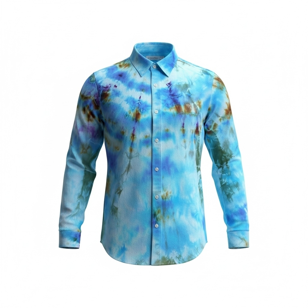Men's Blue Tie-Dye Denim Jacket